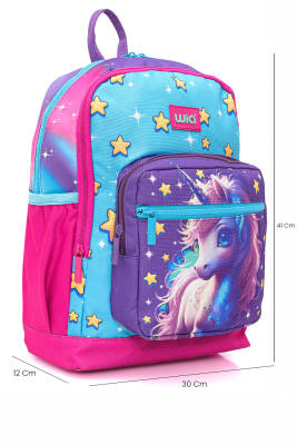 Wia Kız Çocuk Unicorn Desenli 3'lü Okul Çanta Seti - Wia